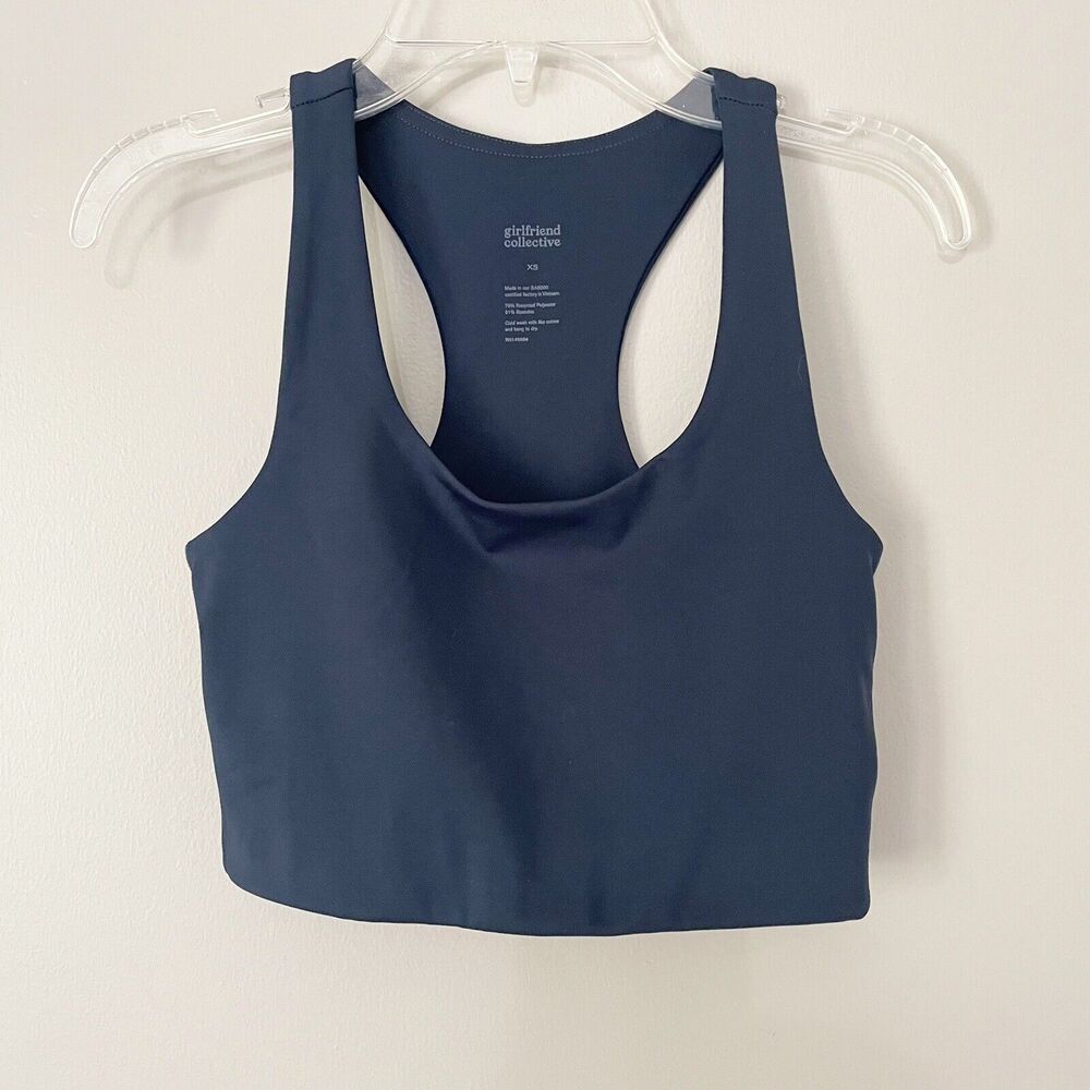 Girlfriend Collective Size XS Blue Sleeveless Crop Top Sports Bra Workout